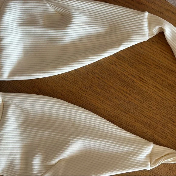 NEW Montce Tropez Tie-Up One Piece M tie waist ribbed Cream Rib - Picture 10 of 13